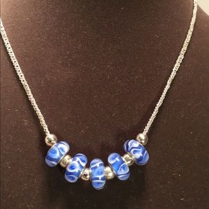 Silver and Murano Glass Bead Necklace